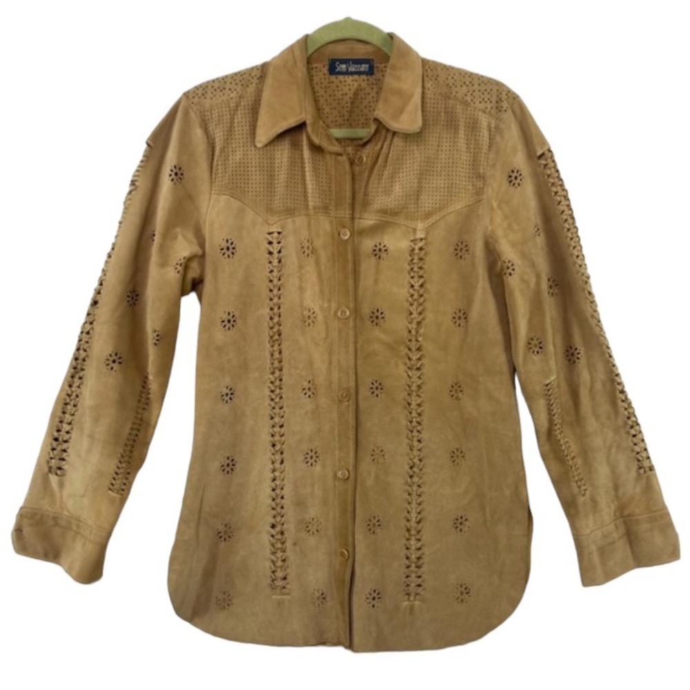 Sem Vaccaro rawhide leather cutout distressed shirt jacket